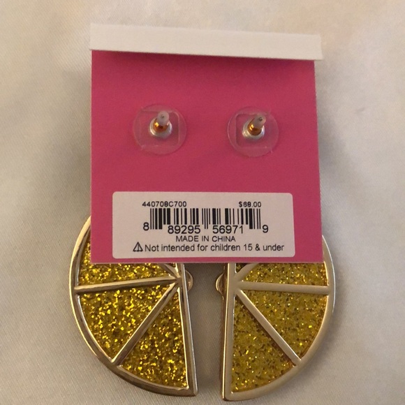 Betsey Johnson Gold Tone & Yellow Lemon Slice Drop Earrings Crystal Accents NWT - Picture 10 of 11